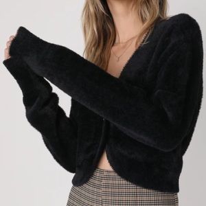 Lulus - Black Fuzzy Cardigan - Brand New with Tags - Size S